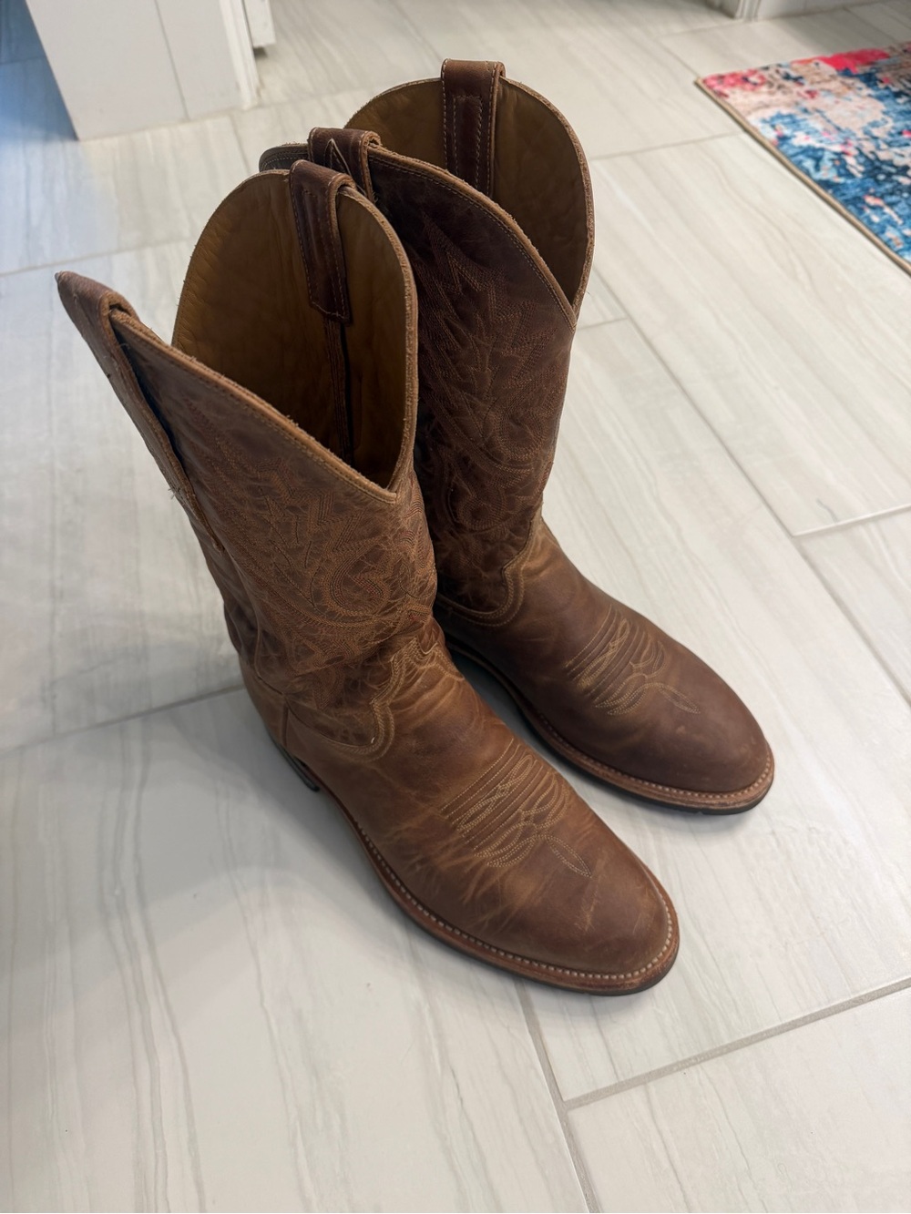 Lucchese Brown Men's Western Cowboy Boots - Picture 2 of 4